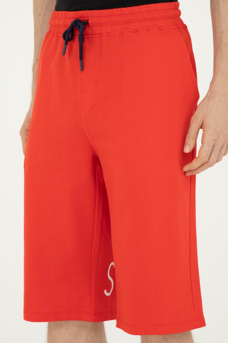 Erkek Kırmızı Örme Şort - 50263433076