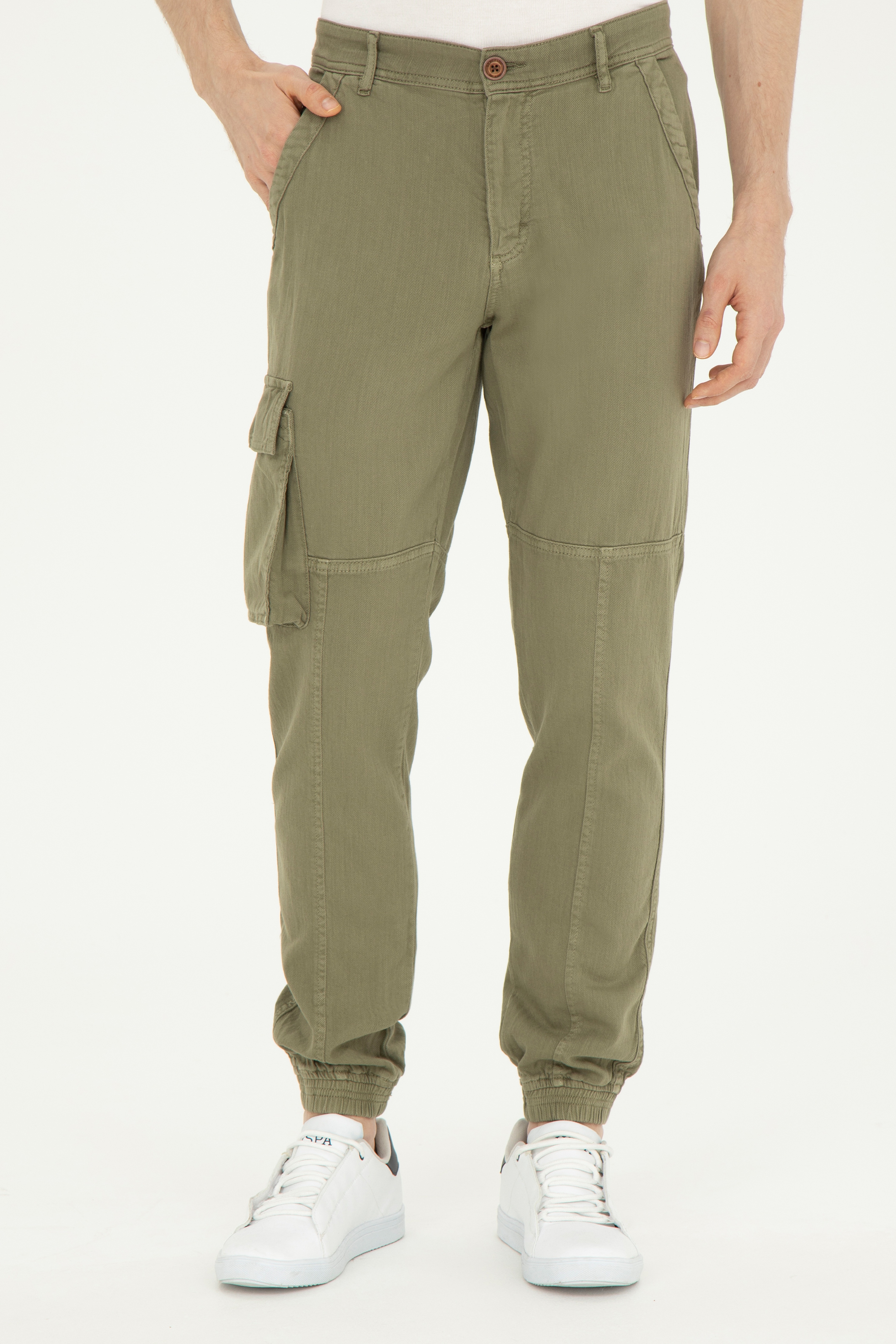 Erkek Jogger Fit Koyu Haki Kanvas Pantolon - Image 2