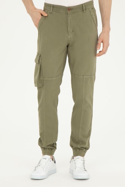 Erkek Jogger Fit Koyu Haki Kanvas Pantolon