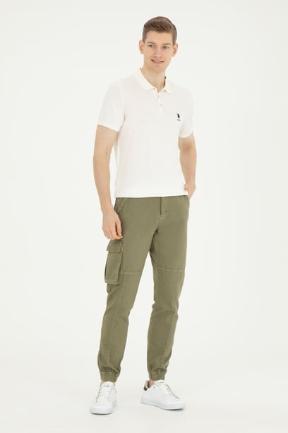 Erkek Jogger Fit Koyu Haki Kanvas Pantolon