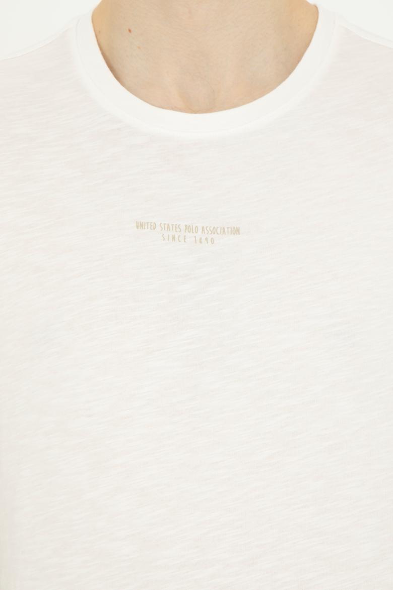 Erkek Regular Fit Bisiklet Yaka Ekru Tişört - 50281052061