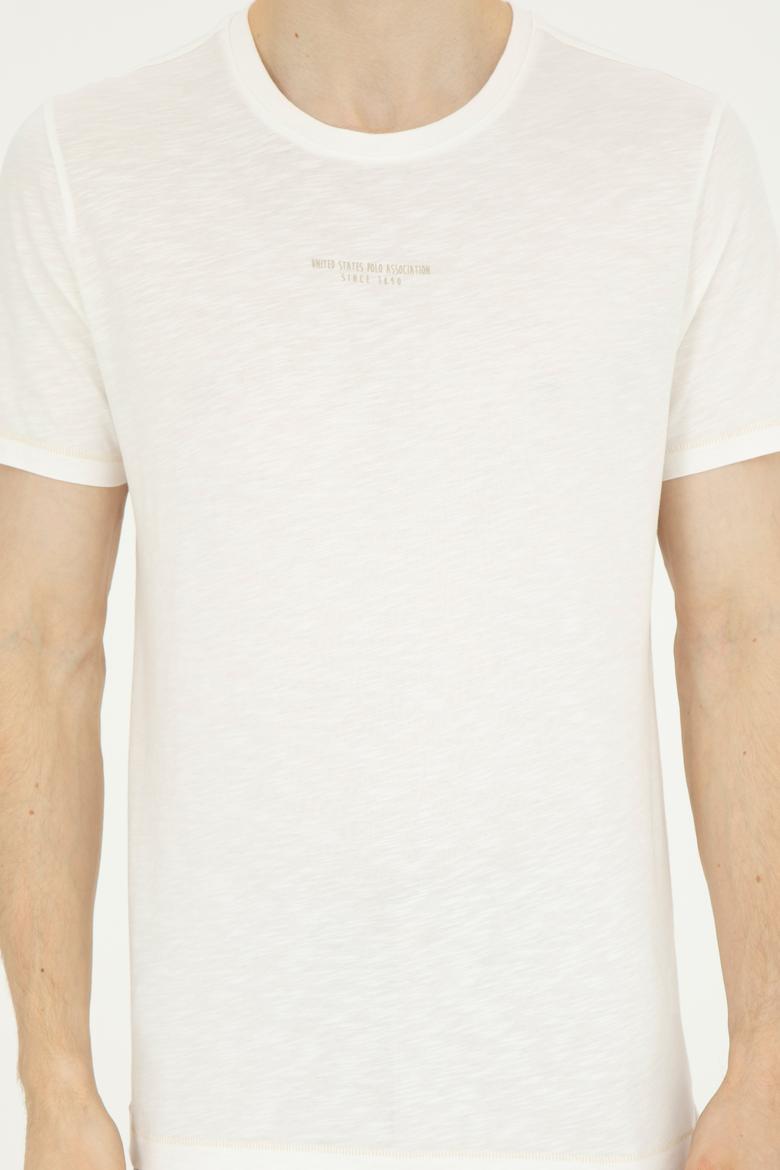 Erkek Regular Fit Bisiklet Yaka Ekru Tişört - 50281052061