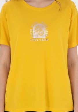 Kadın Safran Bisiklet Yaka Tişört - 50281795006