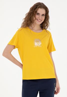 Kadın Safran Bisiklet Yaka Tişört - 50281795006