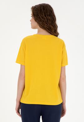 Kadın Safran Bisiklet Yaka Tişört - 50281795006