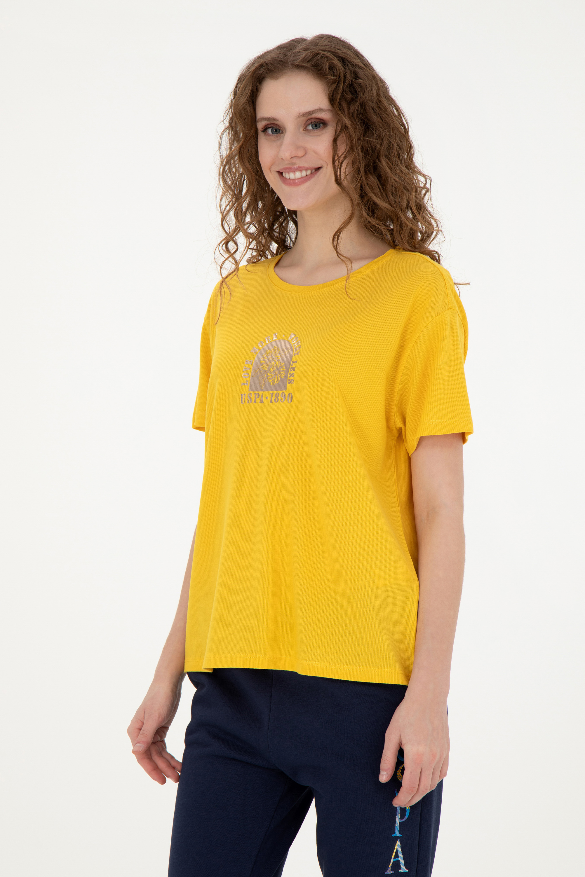 تی شرت یقه گرد ریلکس یقه گرد زنانه یو اس پولو | U.S. Polo Assn. - تصویر 3