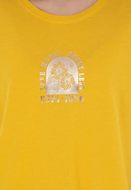 Kadın Safran Bisiklet Yaka Tişört - 50281795006