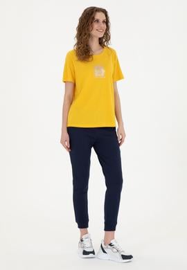 Kadın Safran Bisiklet Yaka Tişört - 50281795006