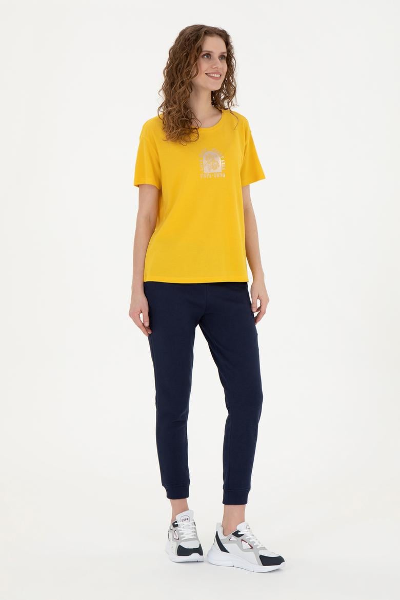 Kadın Safran Bisiklet Yaka Tişört - 50281795006