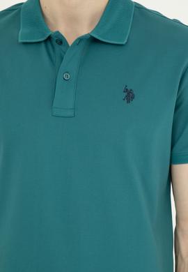 Erkek Regular Fit Polo Yaka Koyu Yeşil Tişört - 50281840069