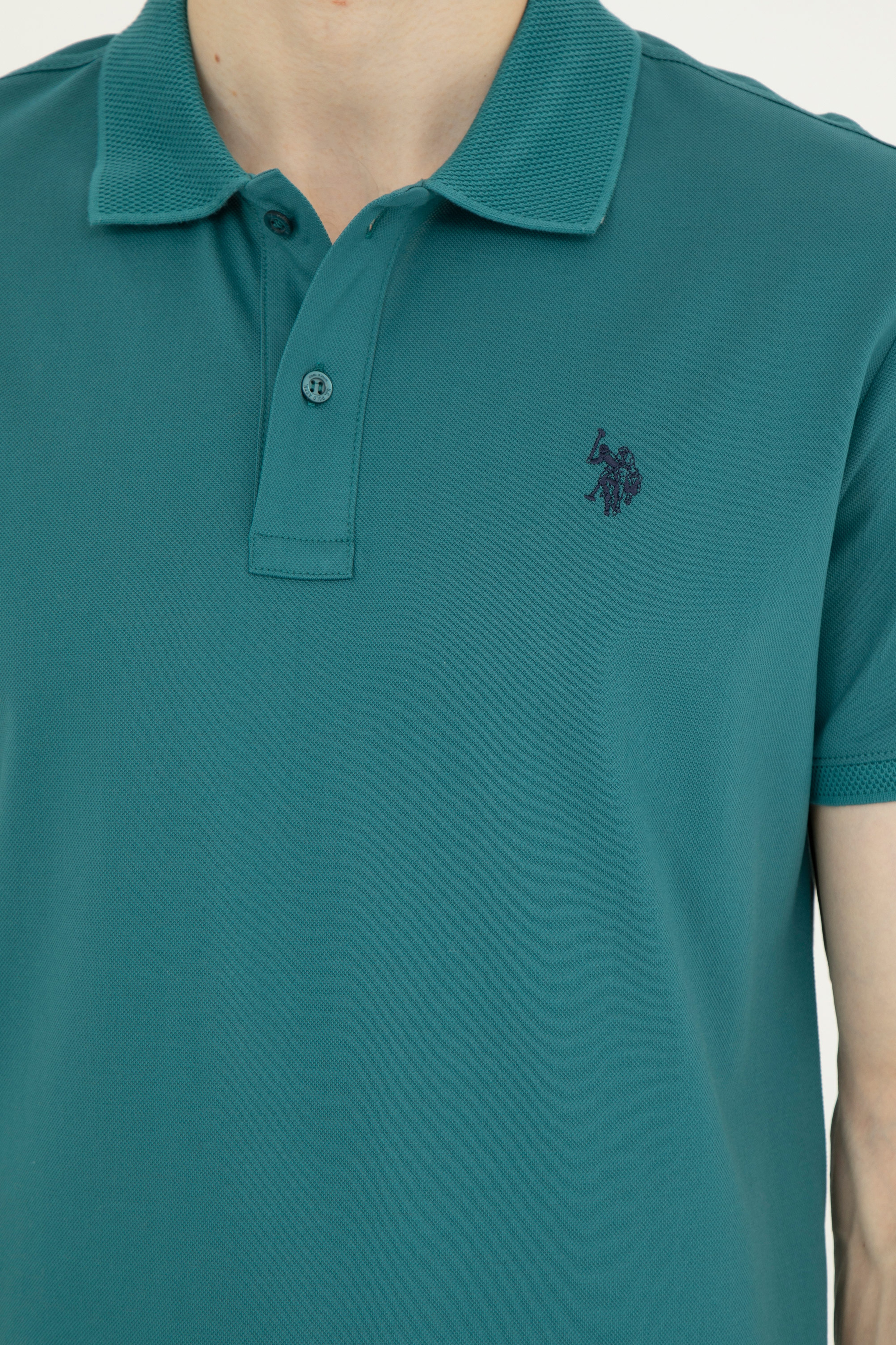 Erkek Regular Fit Polo Yaka Koyu Yeşil Tişört - Image 7