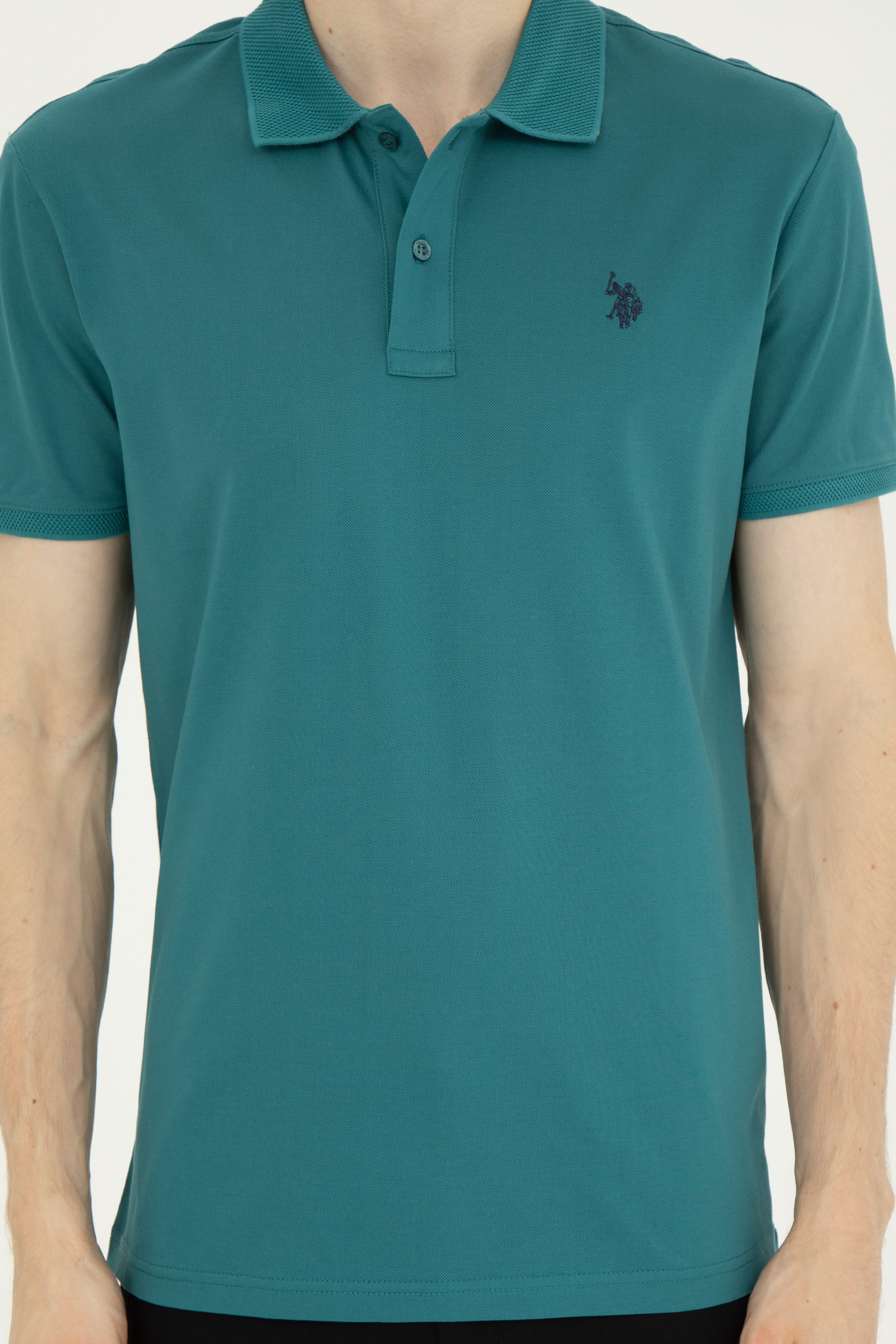 Erkek Regular Fit Polo Yaka Koyu Yeşil Tişört
