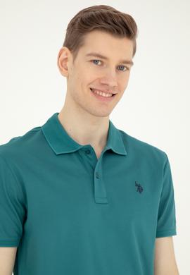 Erkek Regular Fit Polo Yaka Koyu Yeşil Tişört - 50281840069