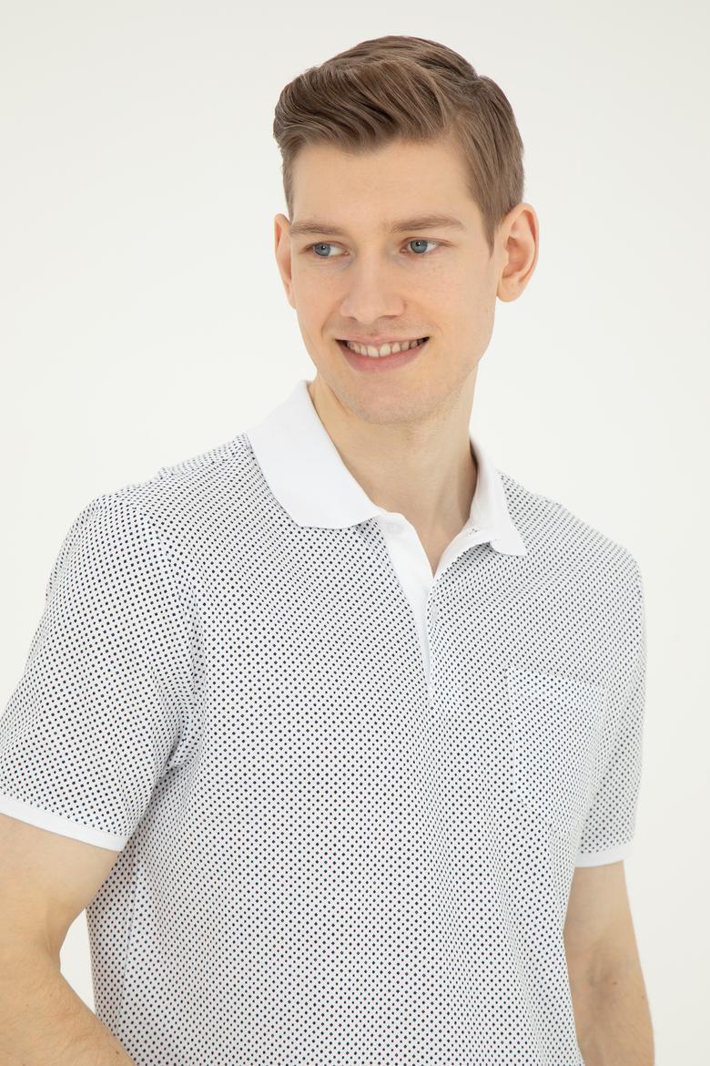 Erkek Regular Fit Polo Yaka Beyaz Tişört - 50281944051