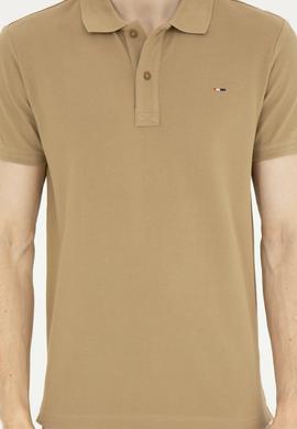 Erkek Slim Fit Polo Yaka Haki Basic Tişört - 50286724048