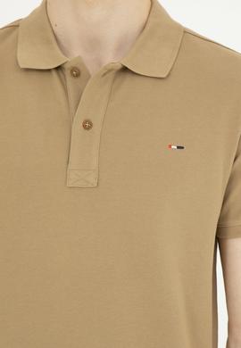 Erkek Slim Fit Polo Yaka Haki Basic Tişört - 50286724048