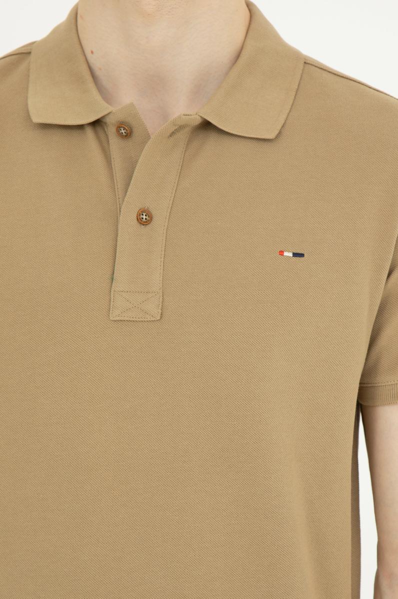 Erkek Slim Fit Polo Yaka Haki Basic Tişört