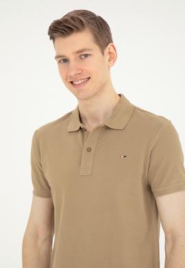 Erkek Slim Fit Polo Yaka Haki Basic Tişört - 50286724048