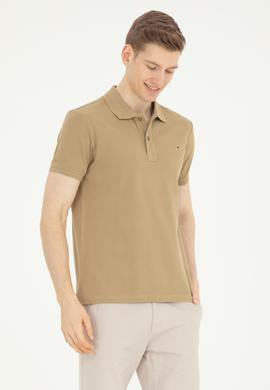 Erkek Slim Fit Polo Yaka Haki Basic Tişört - 50286724048