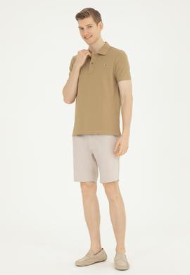 Erkek Slim Fit Polo Yaka Haki Basic Tişört - 50286724048