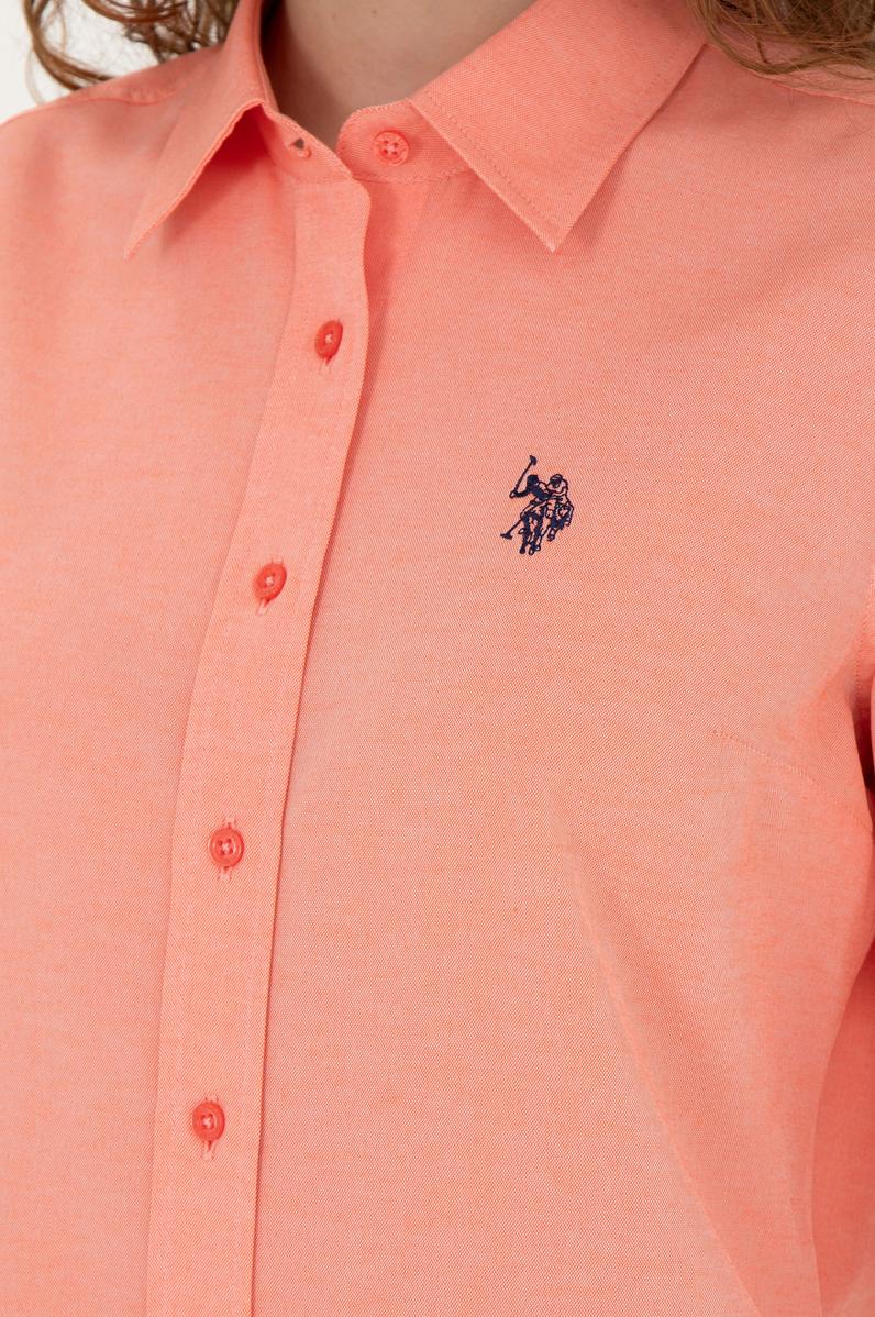 Kadın Nar Çiçeği Uzun Kollu Basic Gömlek