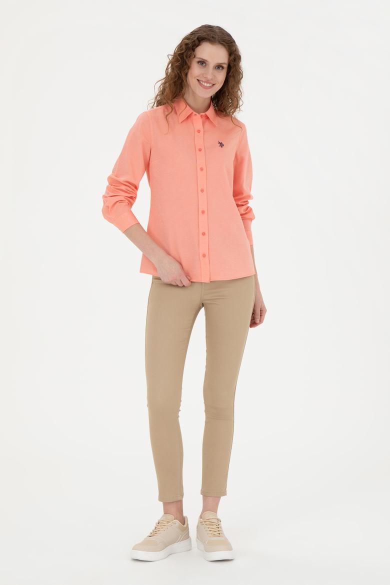 Kadın Nar Çiçeği Uzun Kollu Basic Gömlek - 50288851100