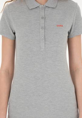 Kadın Gri Melanj Basic Polo Yaka Tişört - 50285846113