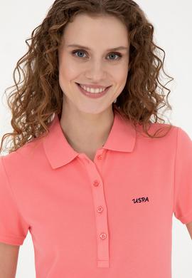 Kadın Neon Pembe Basic Polo Yaka Tişört - 50285846228