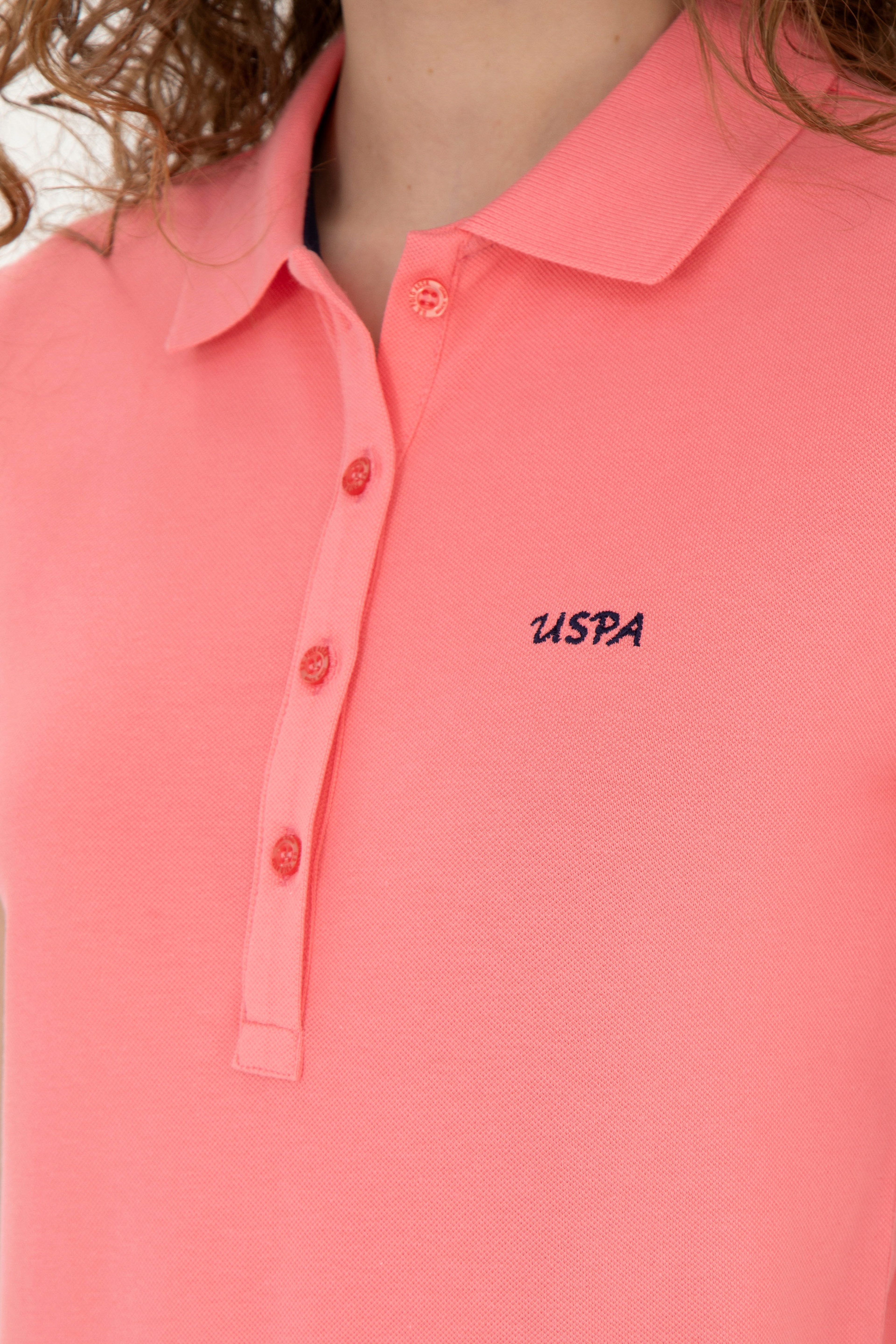 Kadın Neon Pembe Basic Polo Yaka Tişört