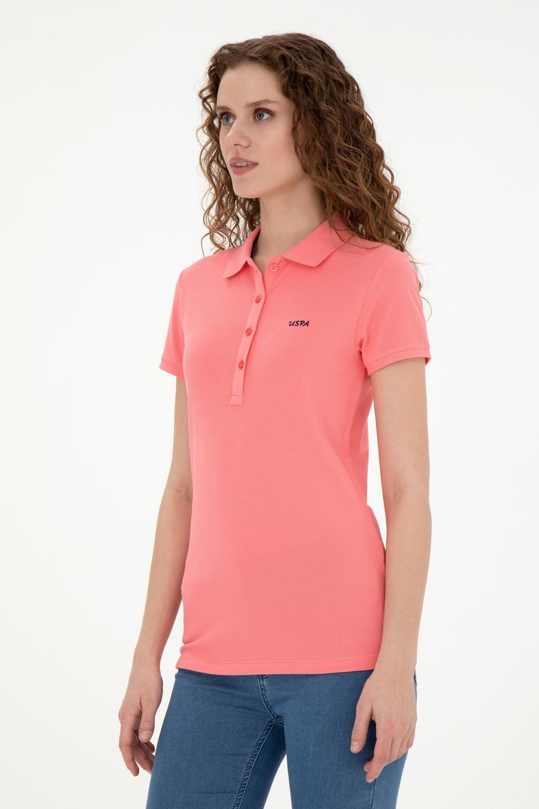 Kadın Neon Pembe Basic Polo Yaka Tişört - 50285846228
