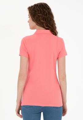 Kadın Neon Pembe Basic Polo Yaka Tişört - 50285846228