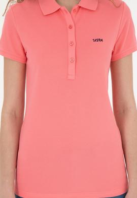Kadın Neon Pembe Basic Polo Yaka Tişört - 50285846228
