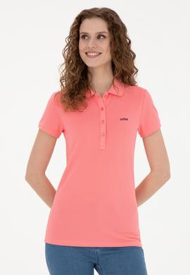 Kadın Neon Pembe Basic Polo Yaka Tişört - 50285846228