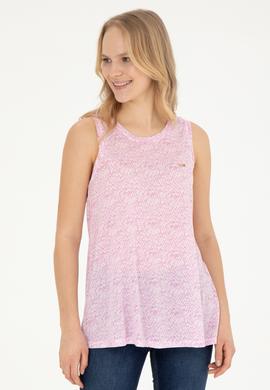 Kadın Menekşe Bisiklet Yaka Kolsuz Tişört - 50282908006