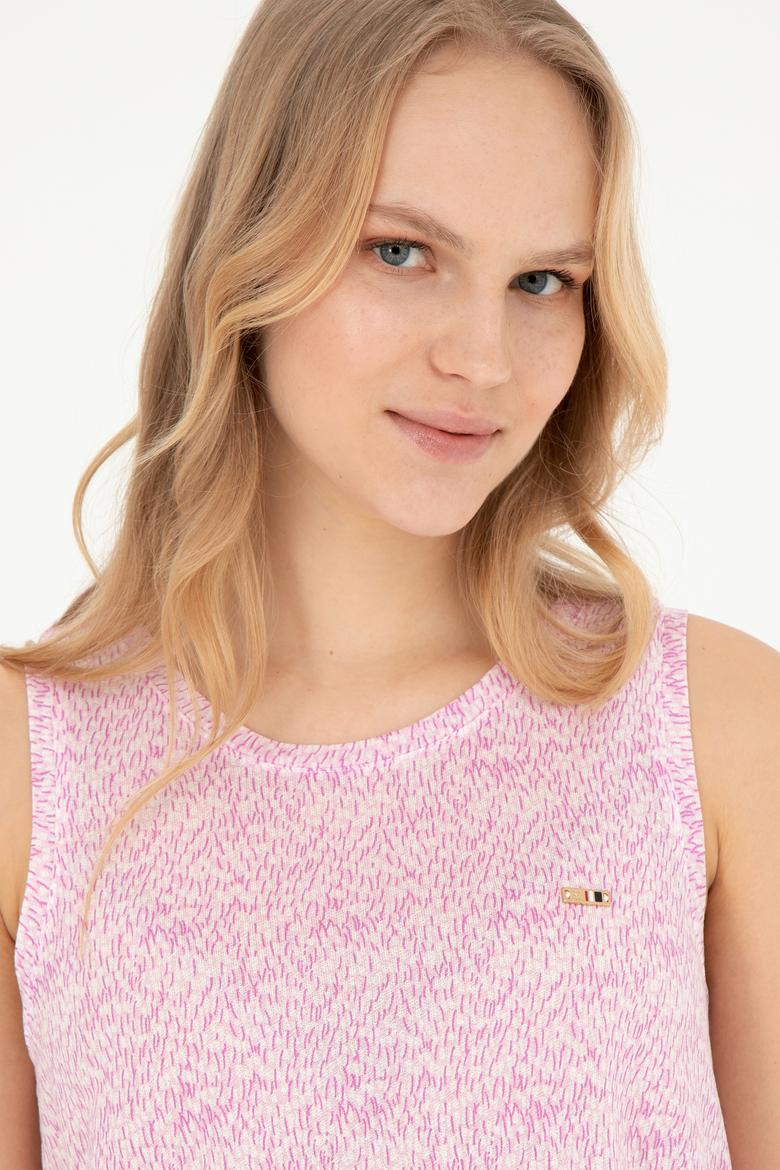 Kadın Menekşe Bisiklet Yaka Kolsuz Tişört - 50282908006