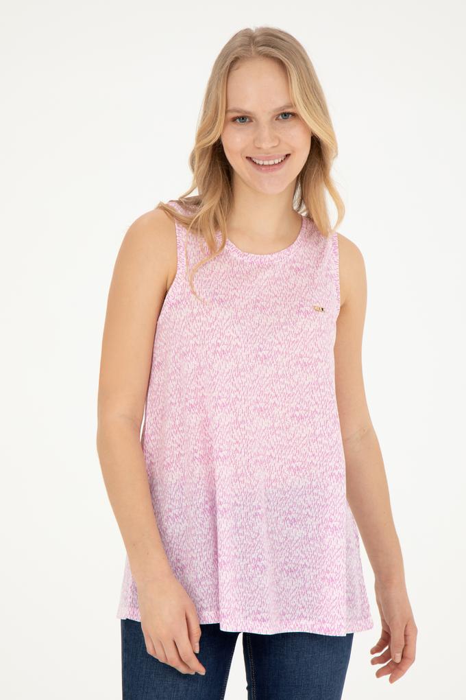 Kadın Menekşe Bisiklet Yaka Kolsuz Tişört