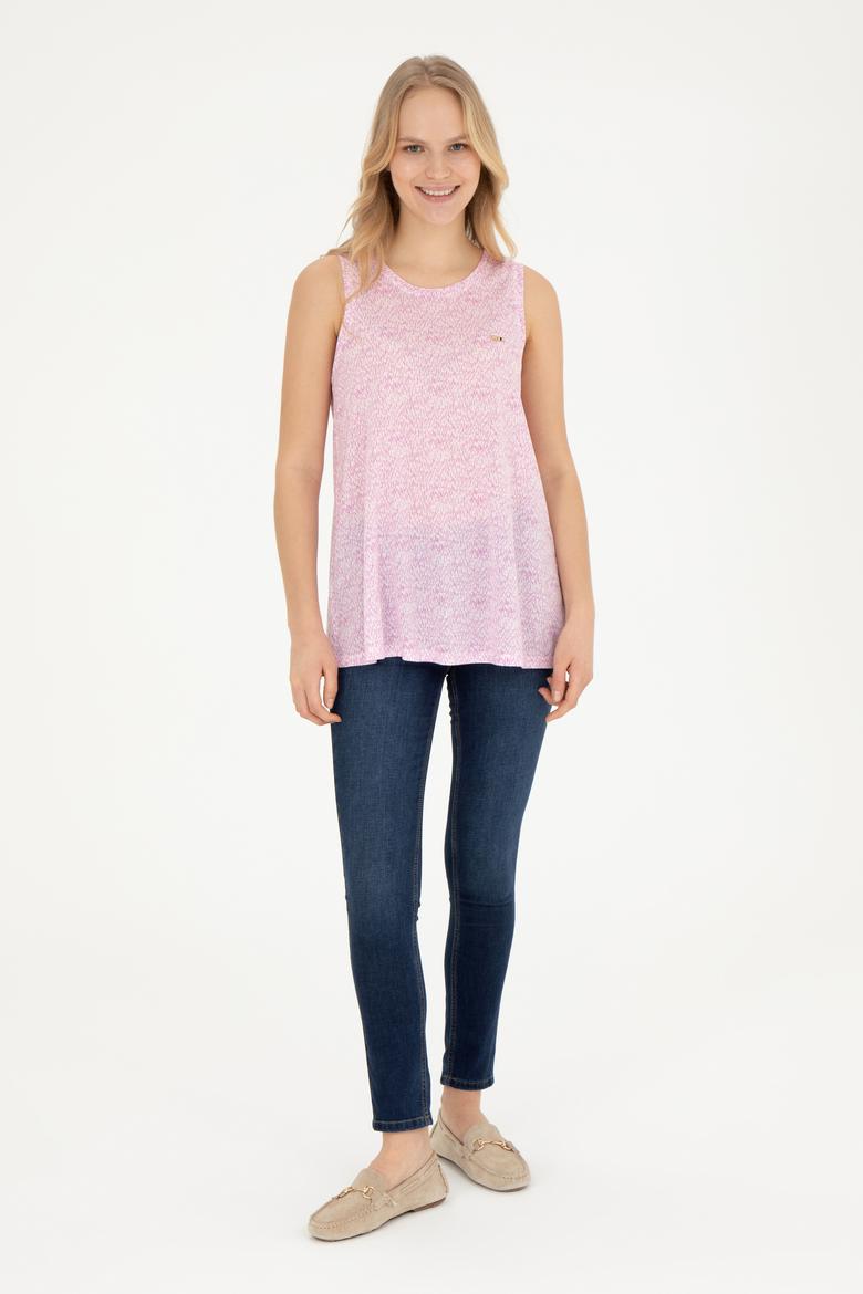 Kadın Menekşe Bisiklet Yaka Kolsuz Tişört - 50282908006