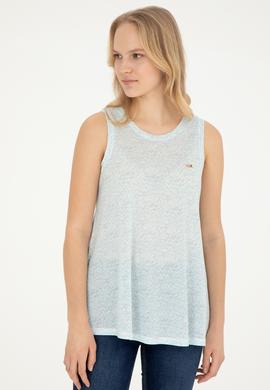 Kadın Su Yeşili Bisiklet Yaka Tişört - 50282908014