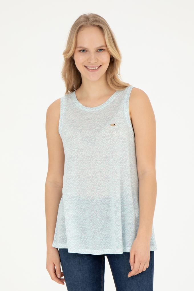 Kadın Su Yeşili Bisiklet Yaka Tişört