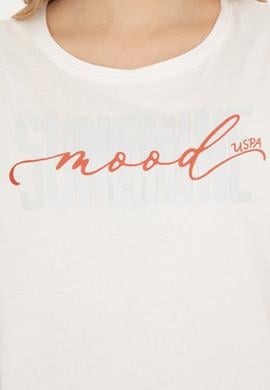 Kadın Ekru Bisiklet Yaka Tişört - 50282894007