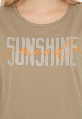 Kadın Haki Bisiklet Yaka Tişört - 50282894013