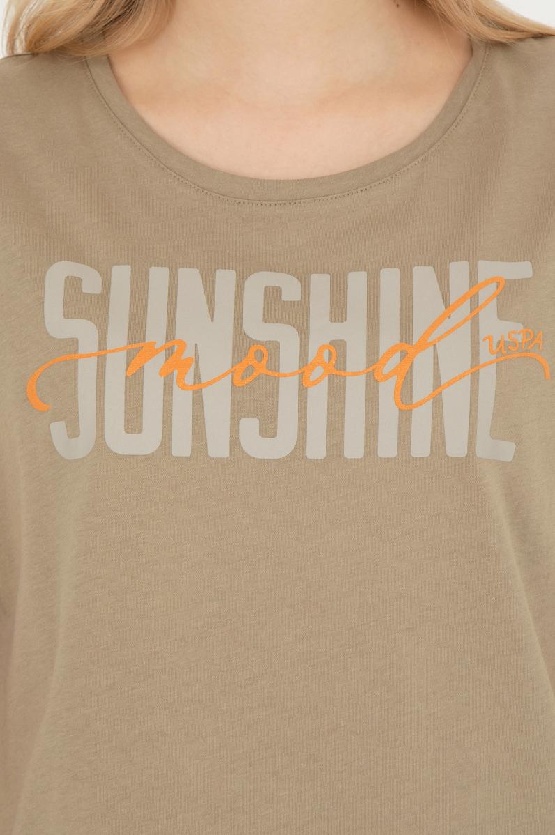 Kadın Haki Bisiklet Yaka Tişört