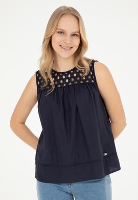 Kadın Lacivert Kısa Kollu Gömlek - 50263196035