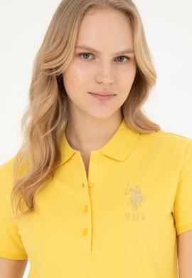 Kadın Sarı Basic Polo Yaka Tişört - 50262700130