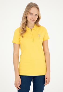 Kadın Sarı Basic Polo Yaka Tişört - 50262700130