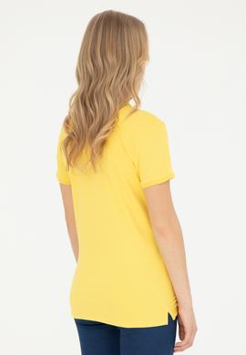 Kadın Sarı Basic Polo Yaka Tişört - 50262700130