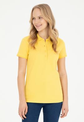 Kadın Sarı Basic Polo Yaka Tişört - 50262700130