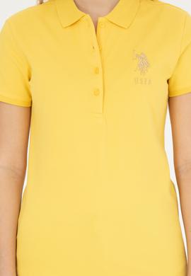 Kadın Sarı Basic Polo Yaka Tişört - 50262700130