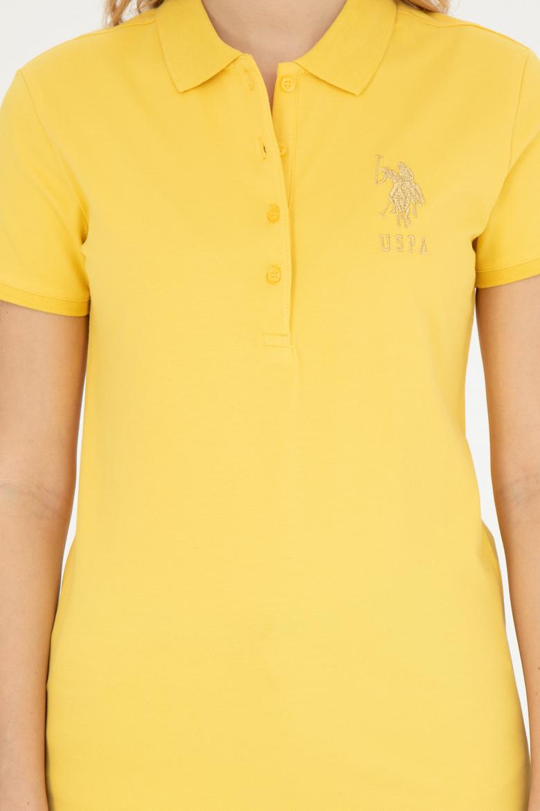 Kadın Sarı Basic Polo Yaka Tişört - 50262700130