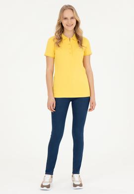 Kadın Sarı Basic Polo Yaka Tişört - 50262700130
